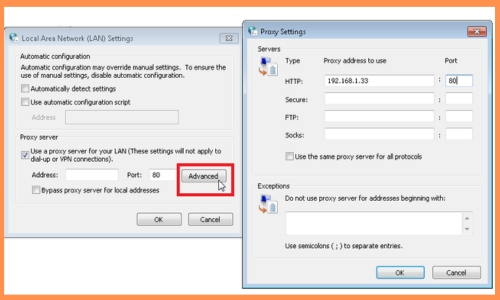Disable network proxy through Control Panel  pc2