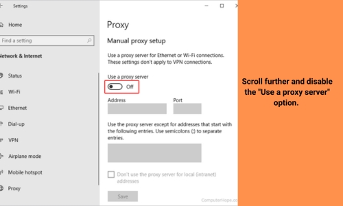 Disable network proxy using Settings app 2