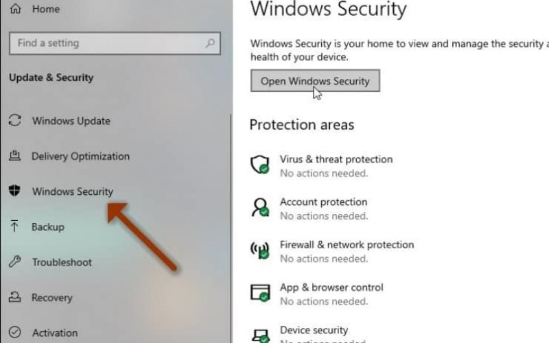 Click on Windows Security.