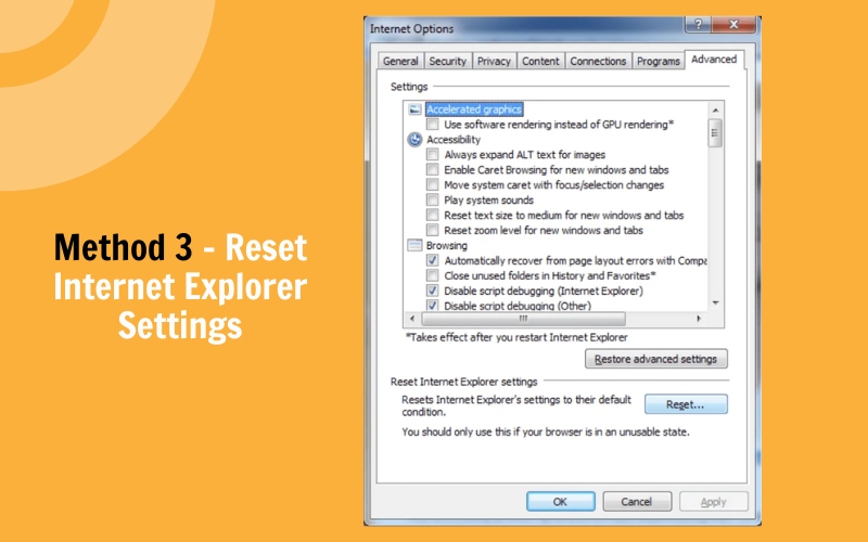 Reset Internet Explorer Settings